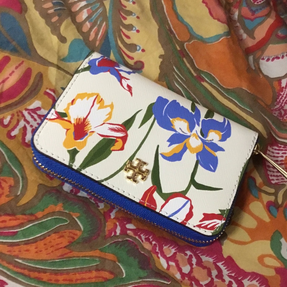 NWT TORY BURCH Robinson Floral Mini Wallet&KeyRing - Picture 4 of 8